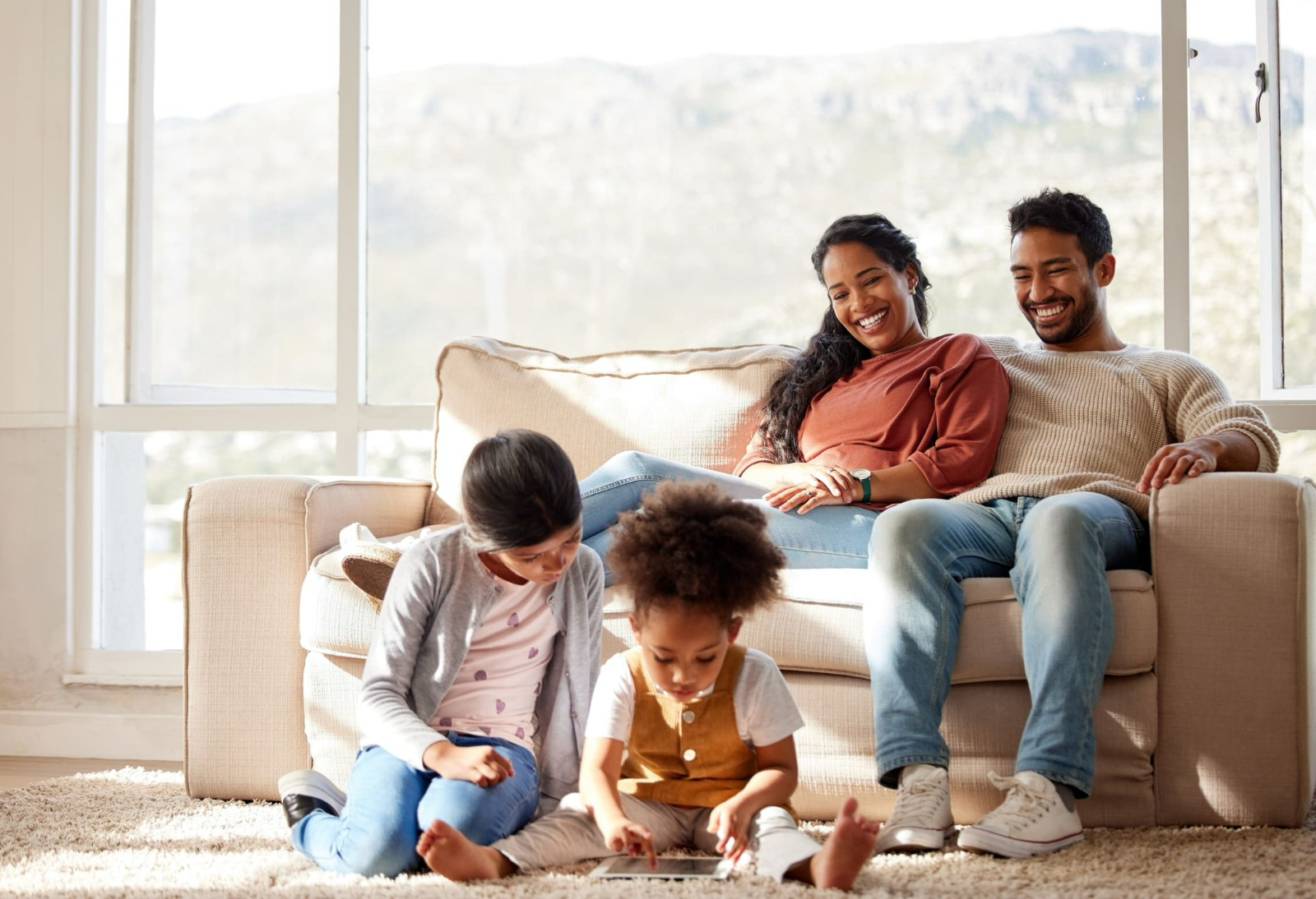 Family together at home representing life insurance protection