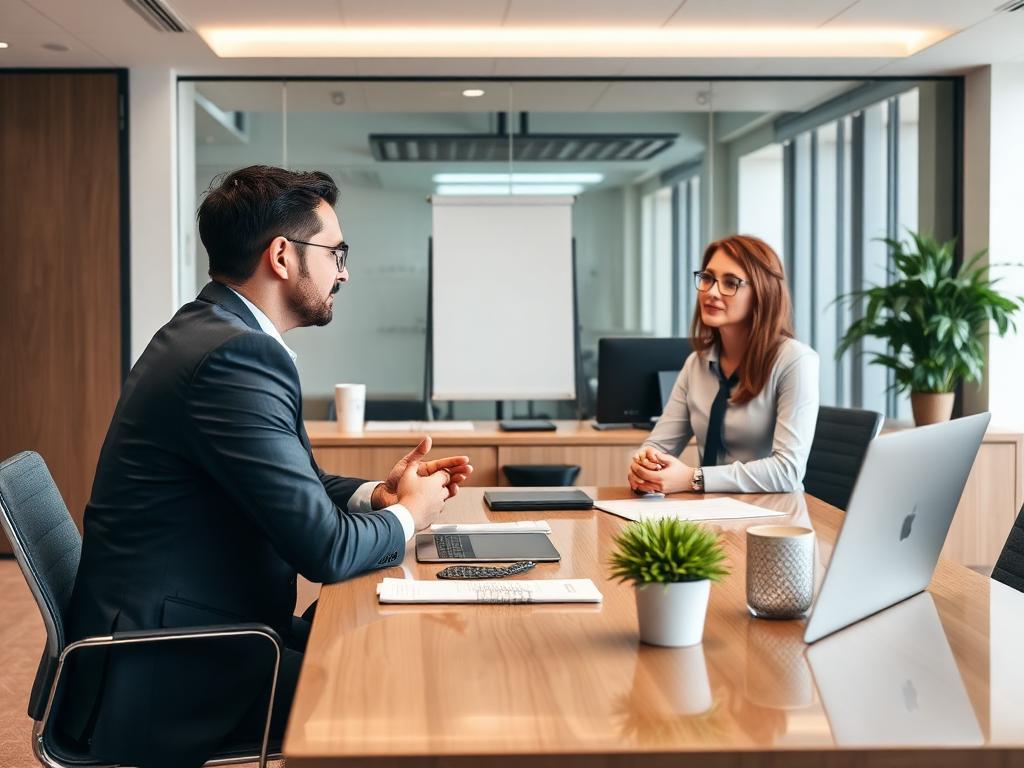 A professional advisor meeting with a client, representing professional liability insurance